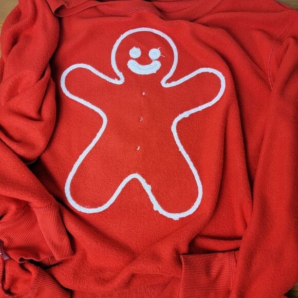 Jane and Delancey Red Festive Holiday Christmas Gingerbread Man Sweatshirt Large - Picture 9 of 11